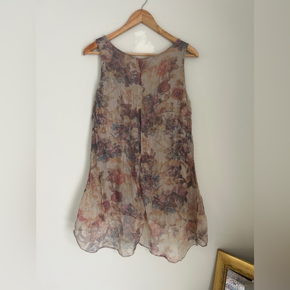 Silk Dolce Ragazza Italy Womens Size S sheer Floral Silk/Lined Tank W/Sequins - Picture 6 of 9